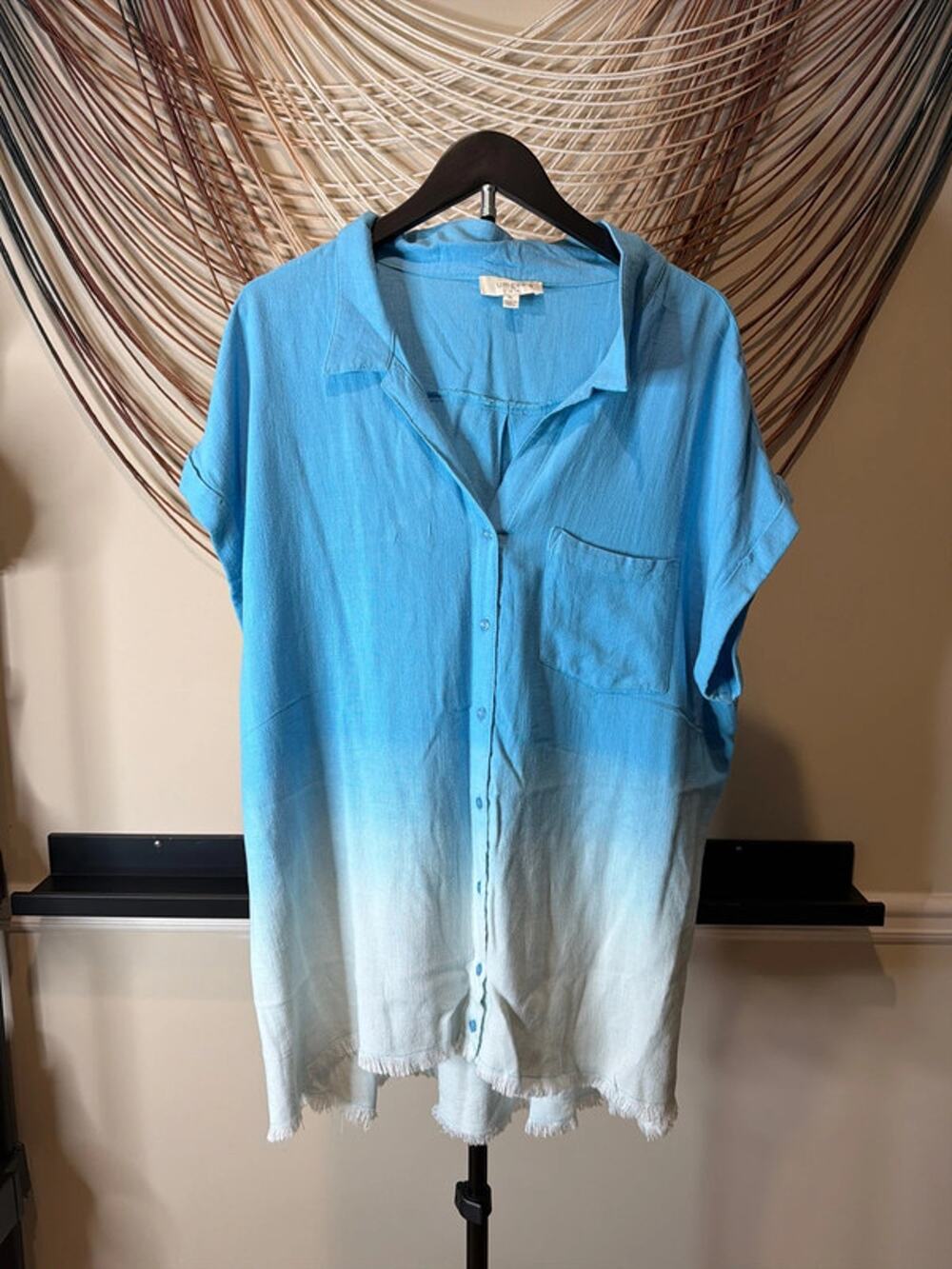 Umgee button up cover-up XL ombré blue 3028